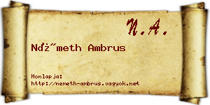 Németh Ambrus névjegykártya